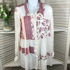 Style & Co Patchwork Craze Button Down Shirt M